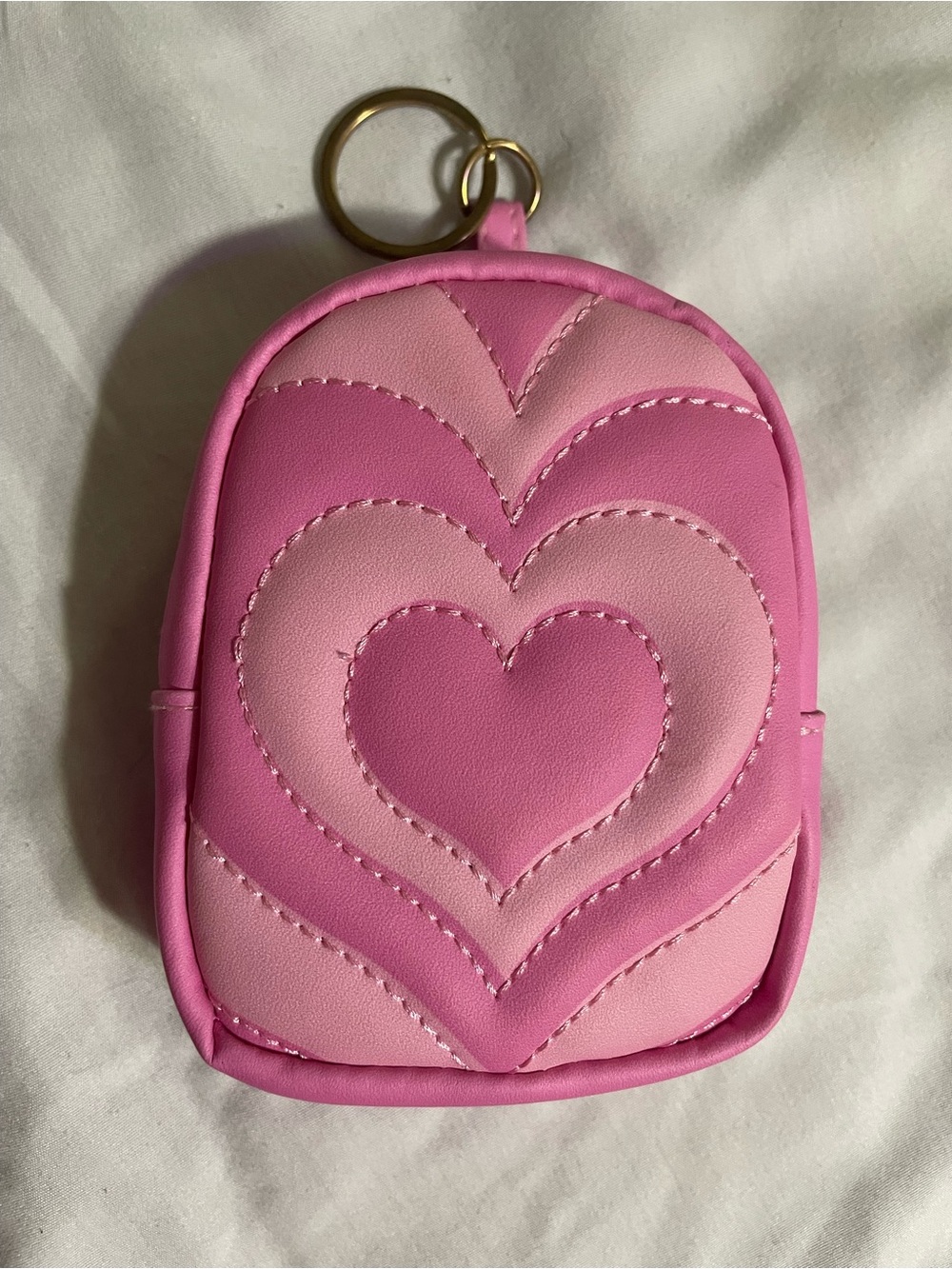 Pink Heart Quilted Mini Bag Keychain